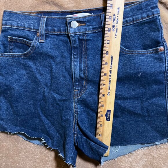 Levi Signature Heritage High Rise Women W28 Cut Off Stretch Denim Blue Short (O) - Picture 6 of 8